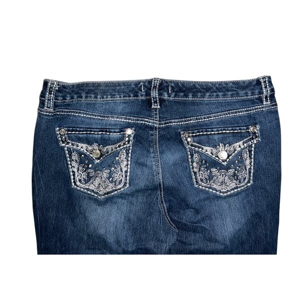 Nine West Vintage America Womens Dark Wash Embellished Jeans 12/31 Mid-Rise Boot - Picture 10 of 13